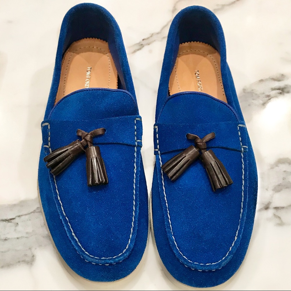 TOM FORD blue suede loafers *NEVER WORN*
